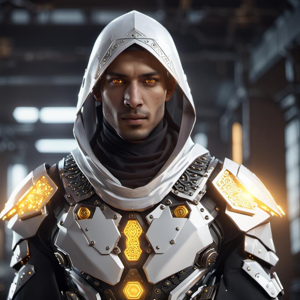 Futuristic South Asian Man in Sci-Fi Armor