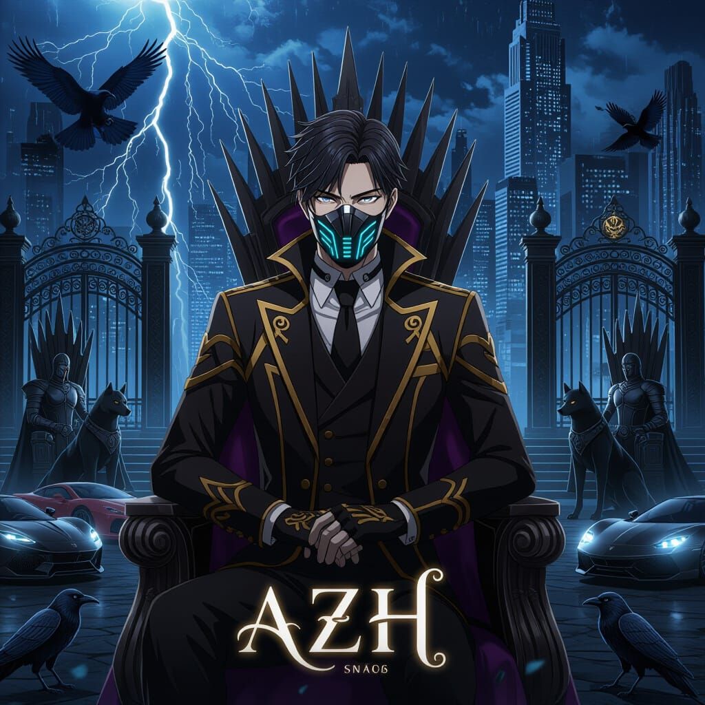 Dark Royal Businessman Hacker Portrait in Anime Style