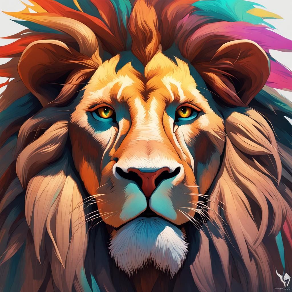Regal Rastafarian Lion Portrait in Digital Art