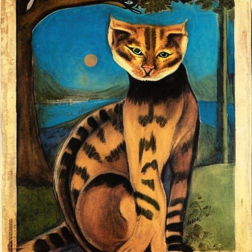 Wildcat with Peace Poster, Renaissance Surrealism