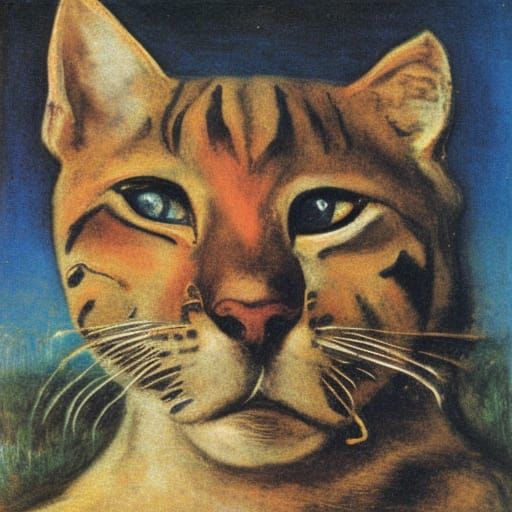 Wild Cat's Peace Poster: Renaissance and Symbolist Fusion