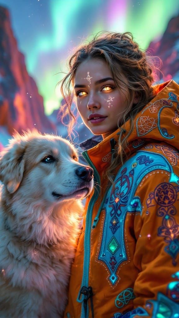 Modern Adventurer in Enchanted Landscape