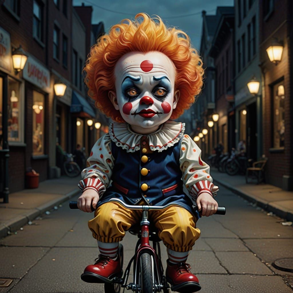 Sad Clown Baby in Pop Surrealism Style