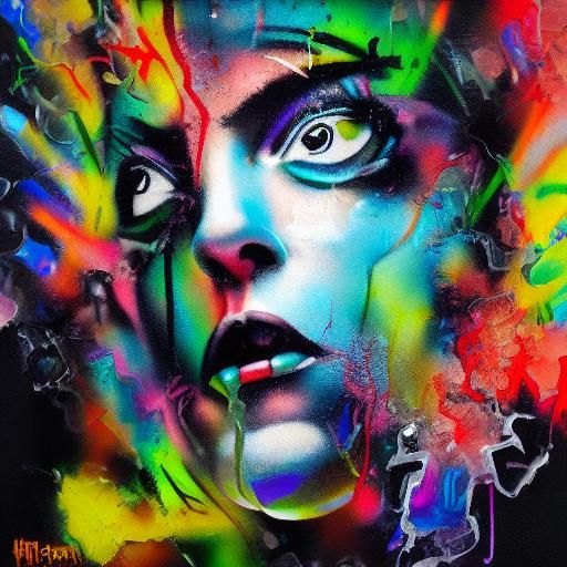 Colorful Graffiti Diamond in Street Art Style