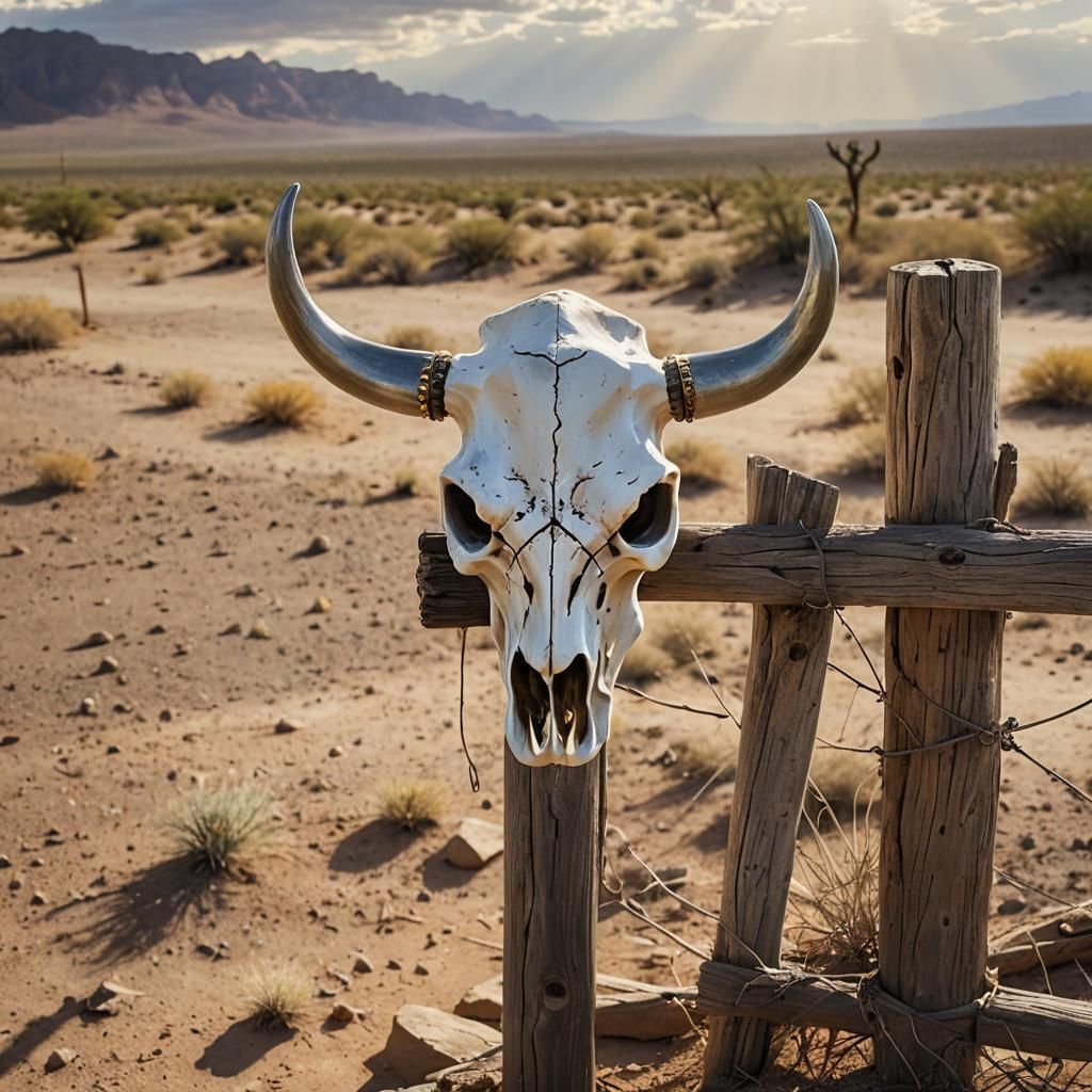 Cow Skull in Desert Sunlight
