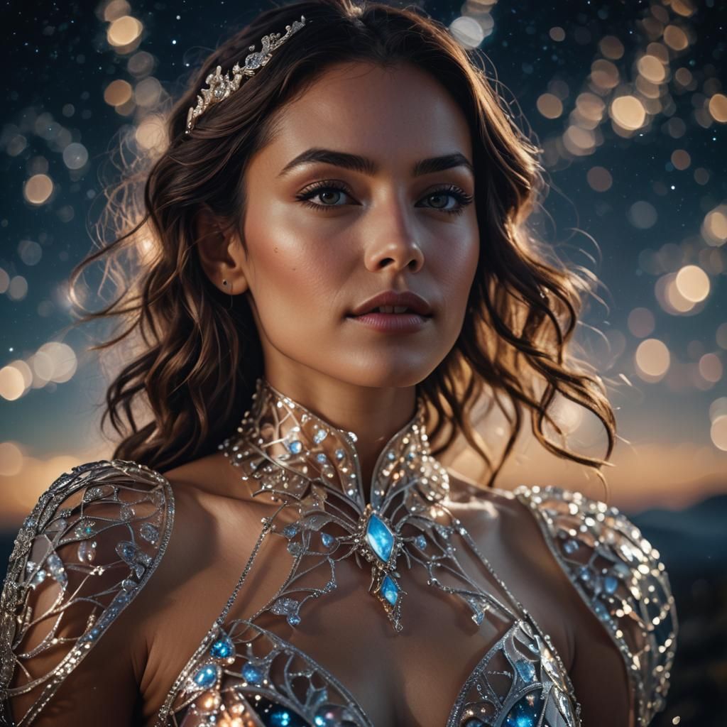 Ethereal Glass Goddess Illuminated by Starlight