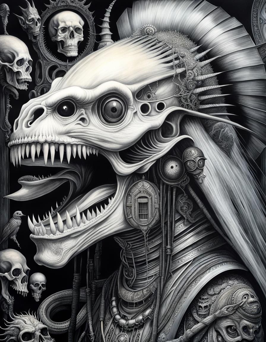 Cryptid Taxidermy Museum: Detailed Fantasy Drawing