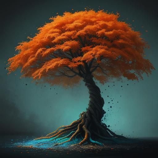 Hyperrealistic Orange Tree Serial Killer Splash Art