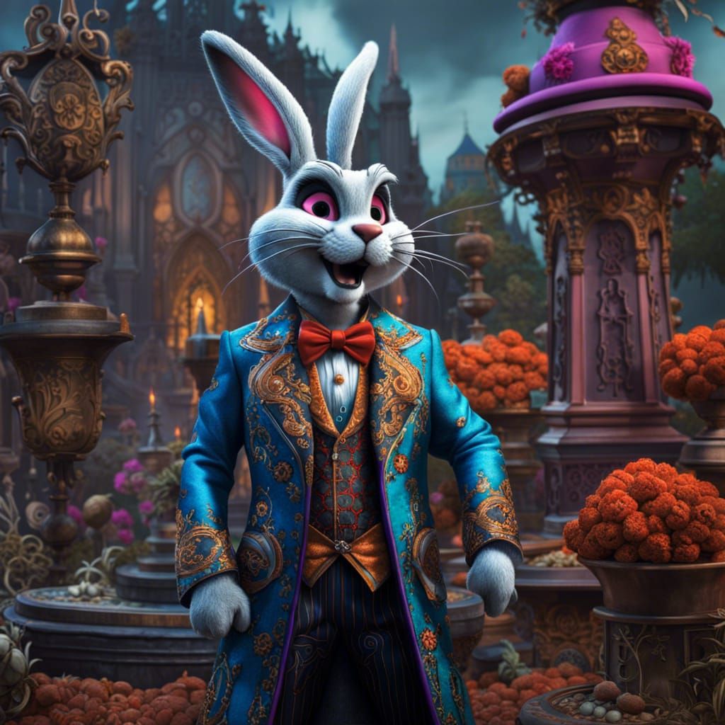 Bugs Bunny in Rococo Gothic Graveyard