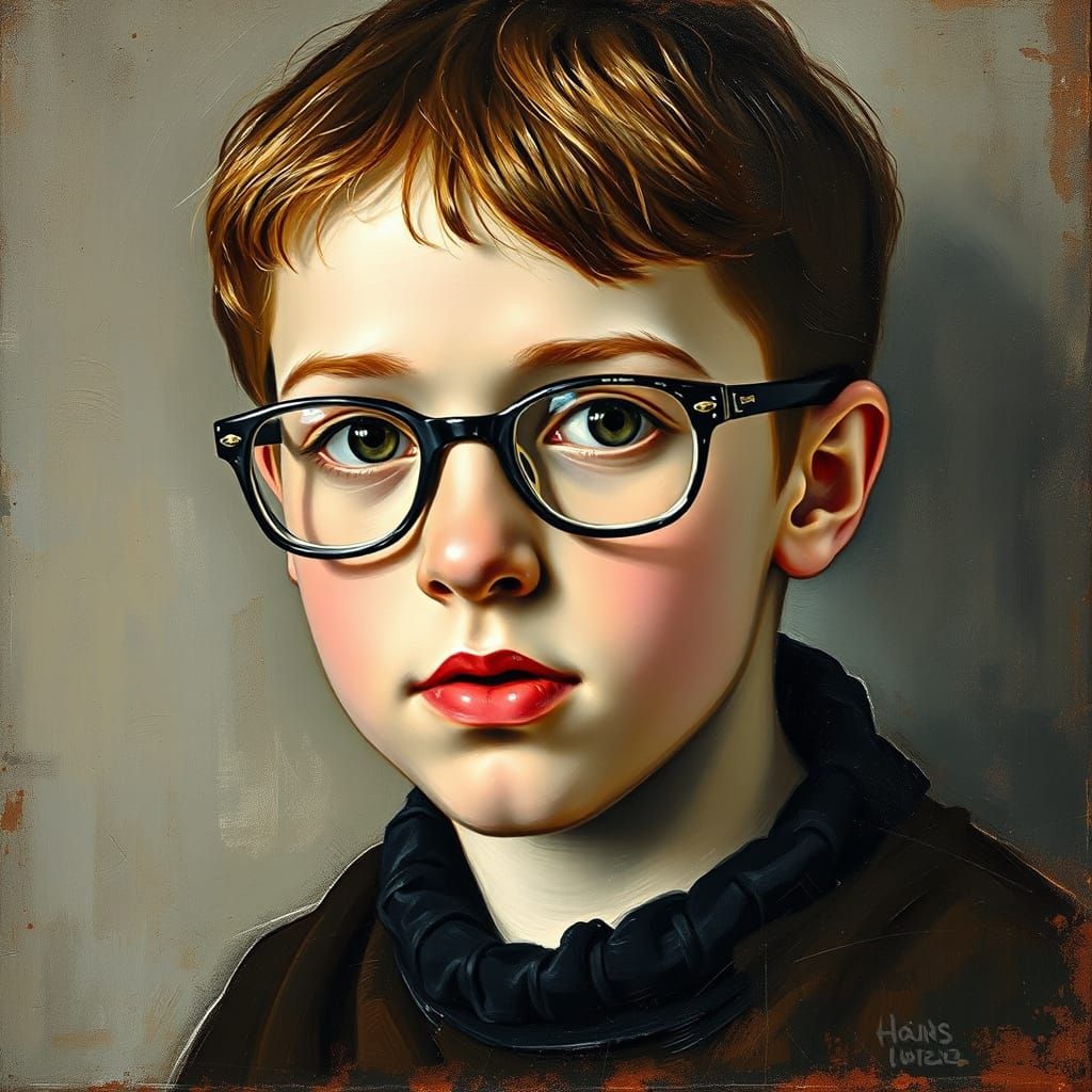 Boy in Soft Focus Oil Painting