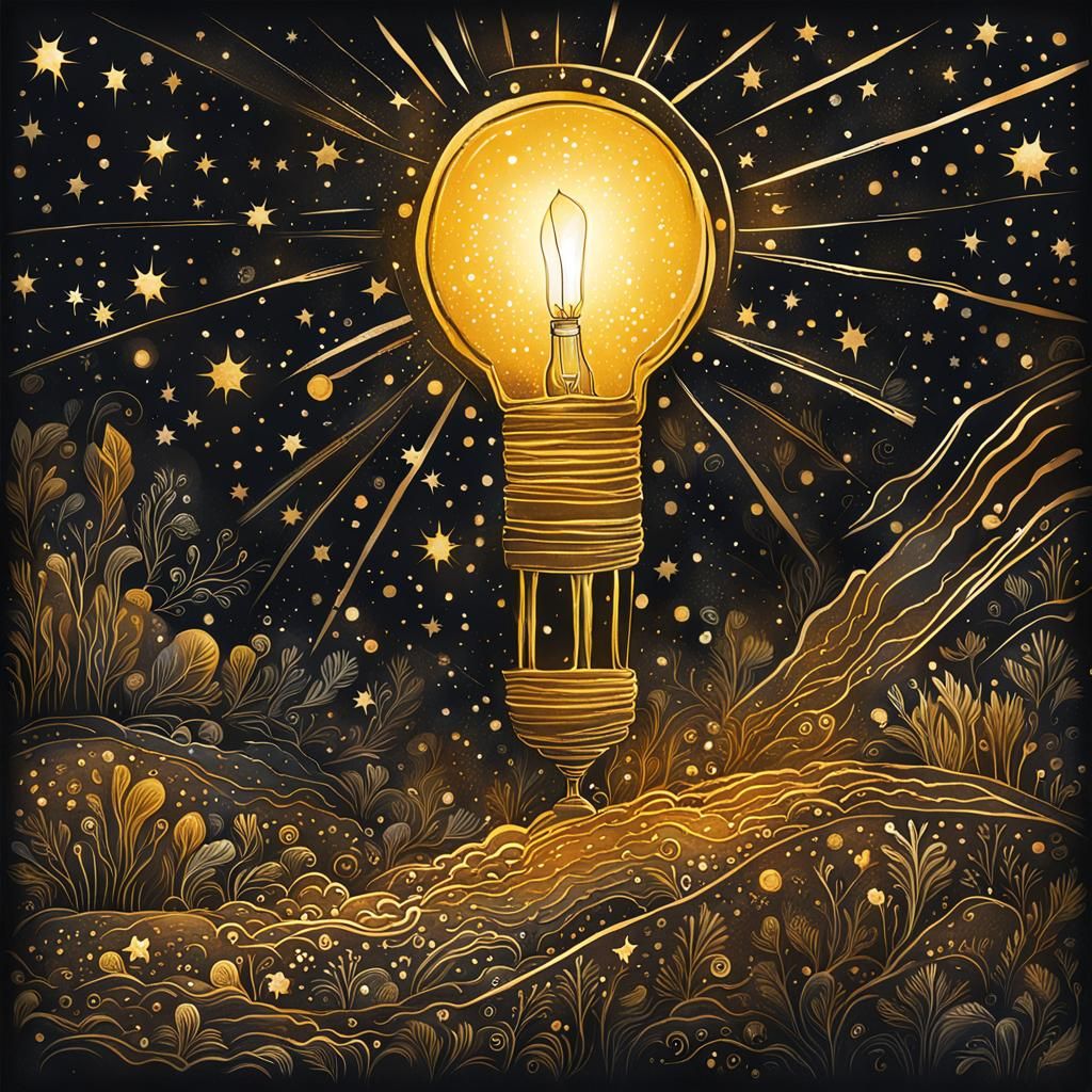 Golden Spark of Light in the Darkness