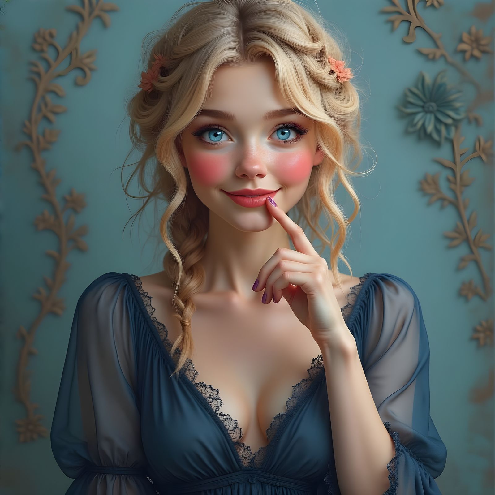 Norse Goddess Fülla Hush Portrait in Matte Painting Style