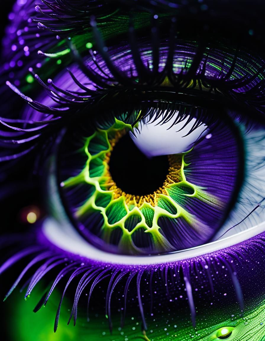 Glowing Cyborg Eye with Electric Cracks