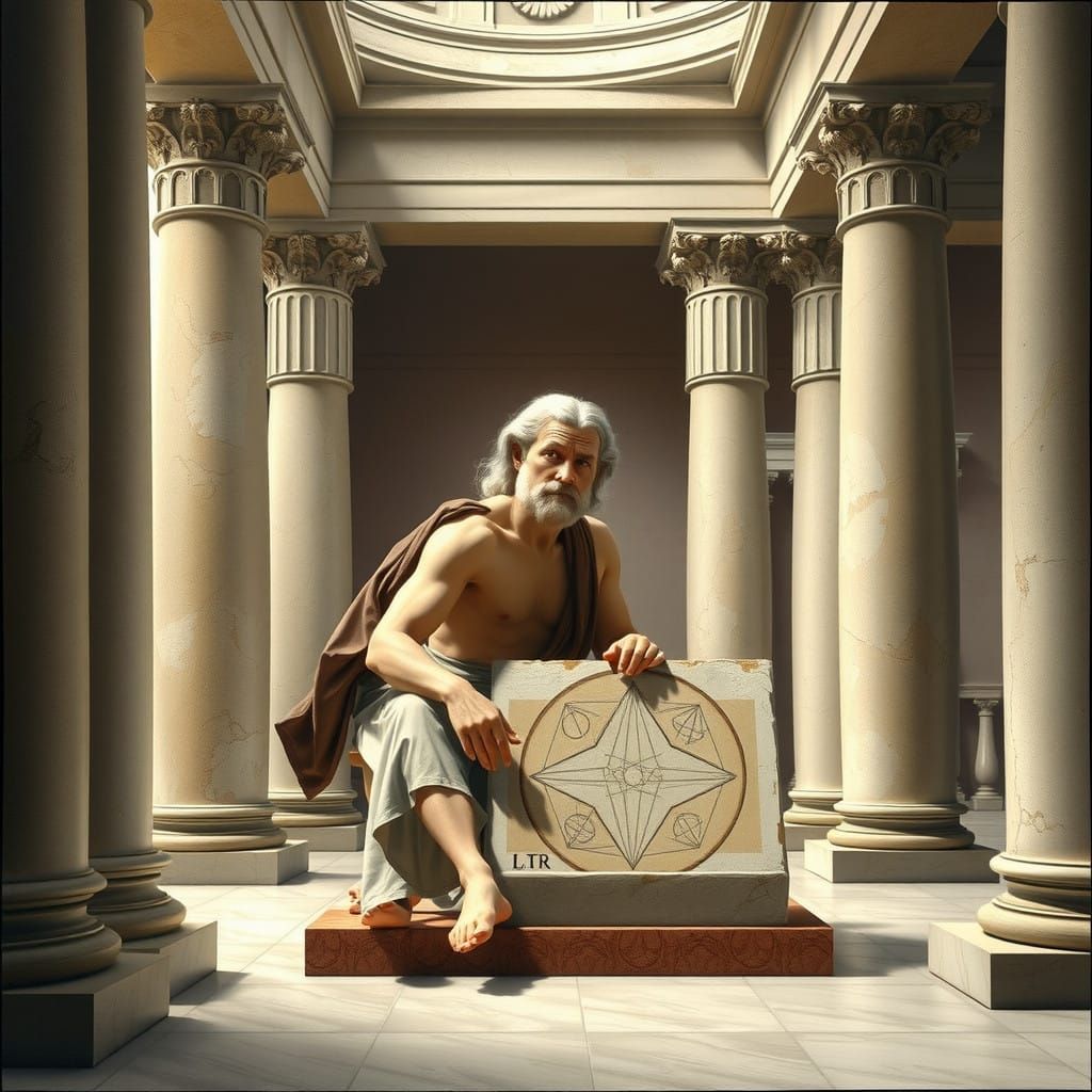 Ancient Greek Philosopher Pythagoras in a Classical Athenian...