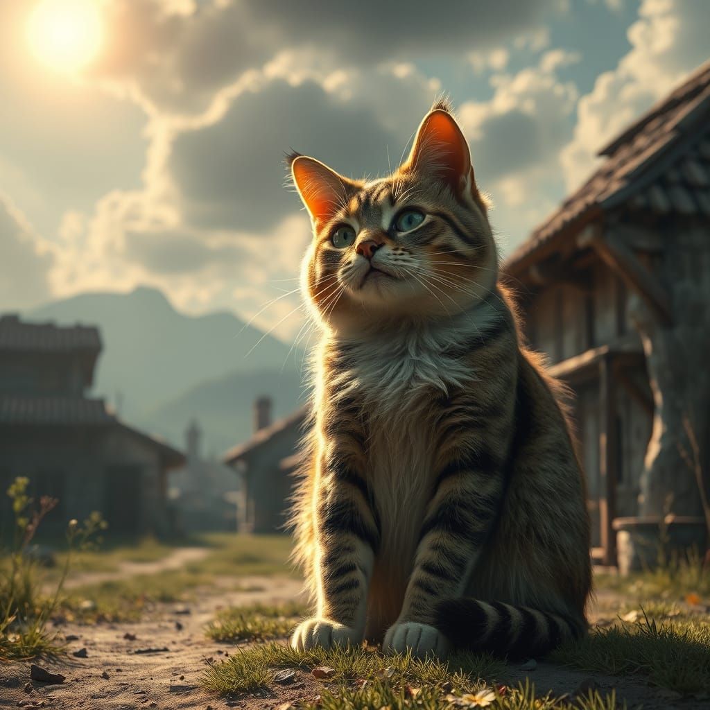 Cat Basking in Sunlight: Digital Matte Painting