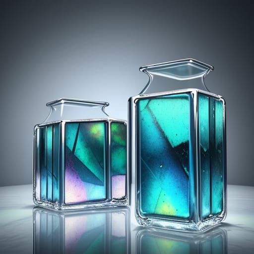 Surreal Sci-Fi Lab: Frozen Beakers in Abstract Expressionism