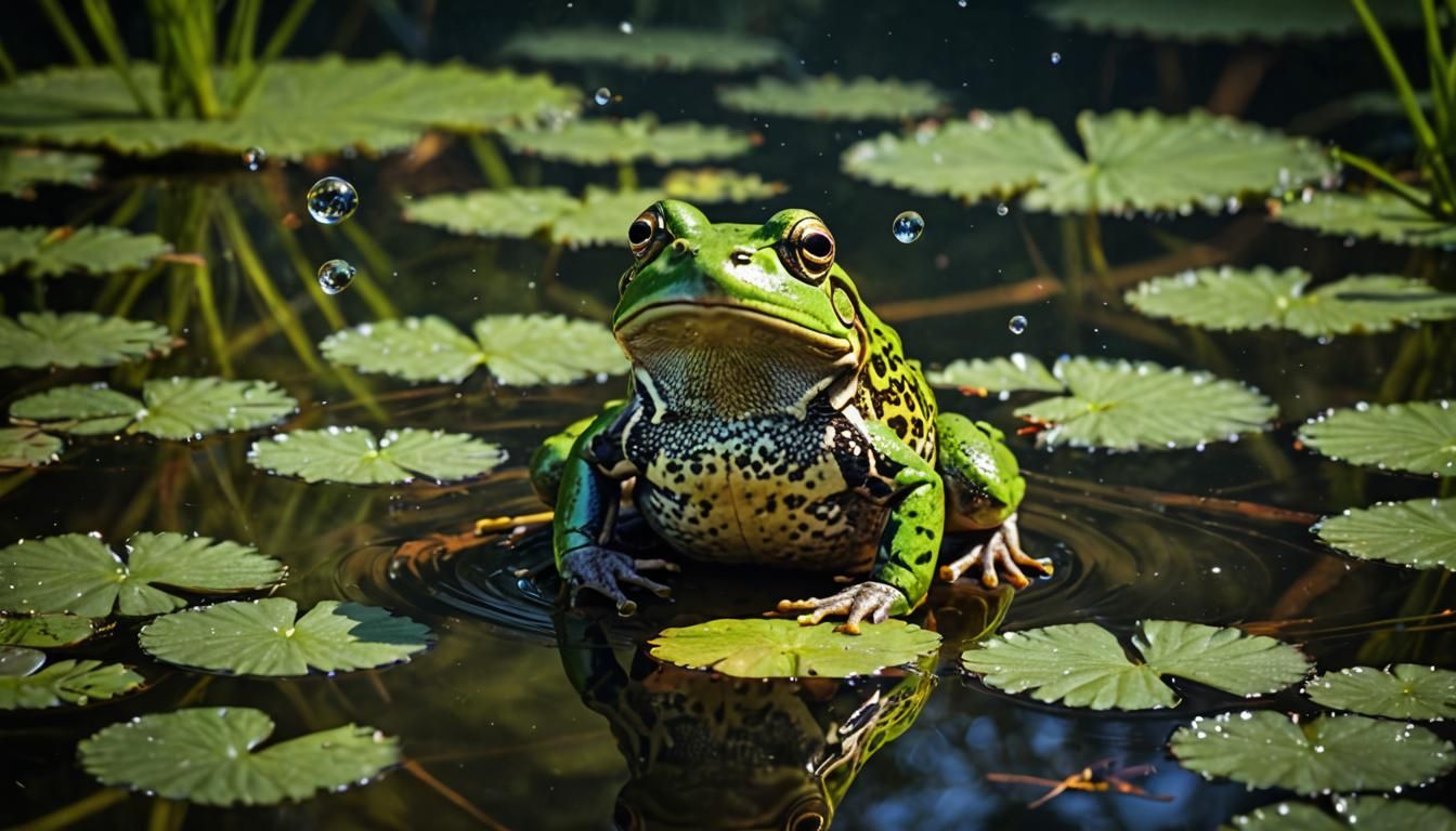 Hyperrealistic Frog Ready to Eat Flies