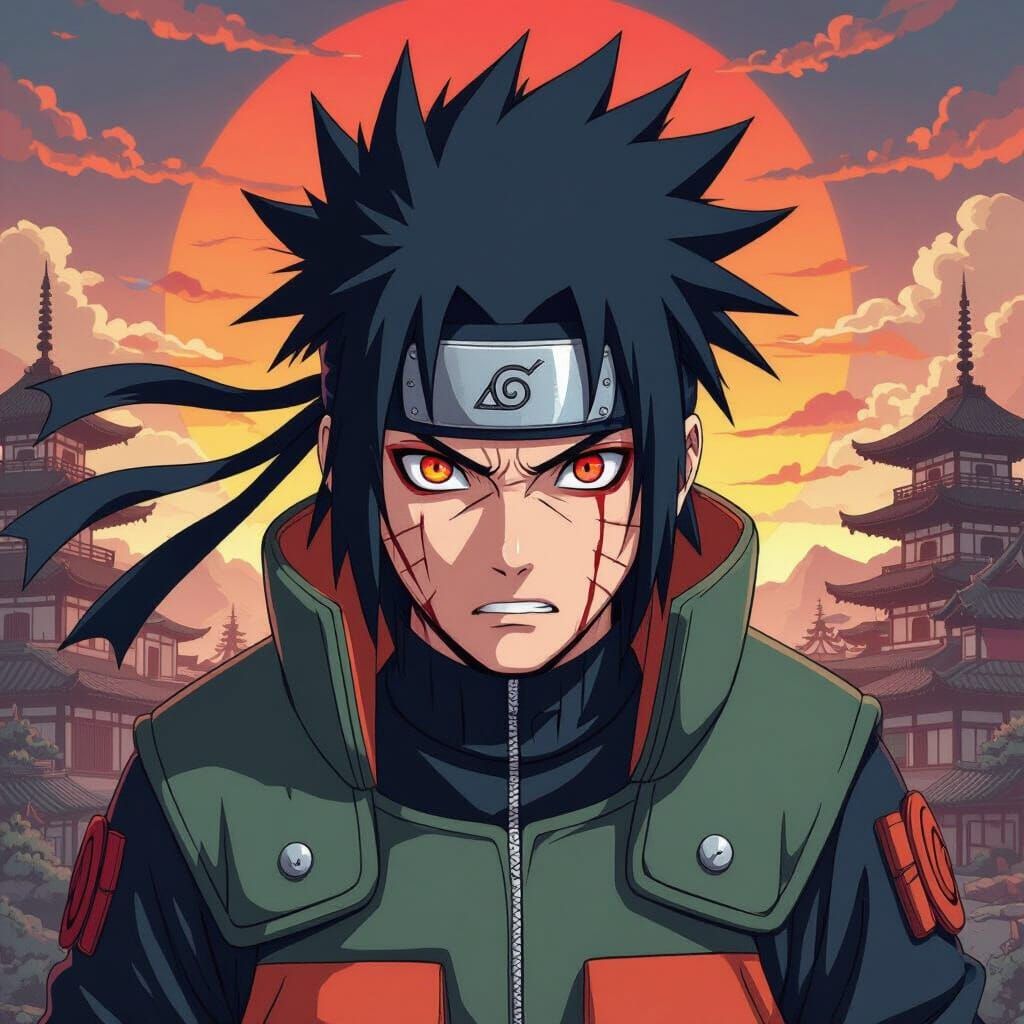 Naruto with Black Hair in Manga Style