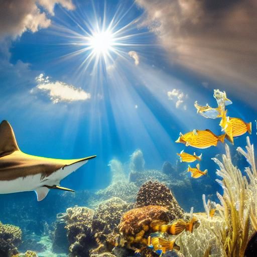 Ethereal Shark and Diamond Scene with Girl