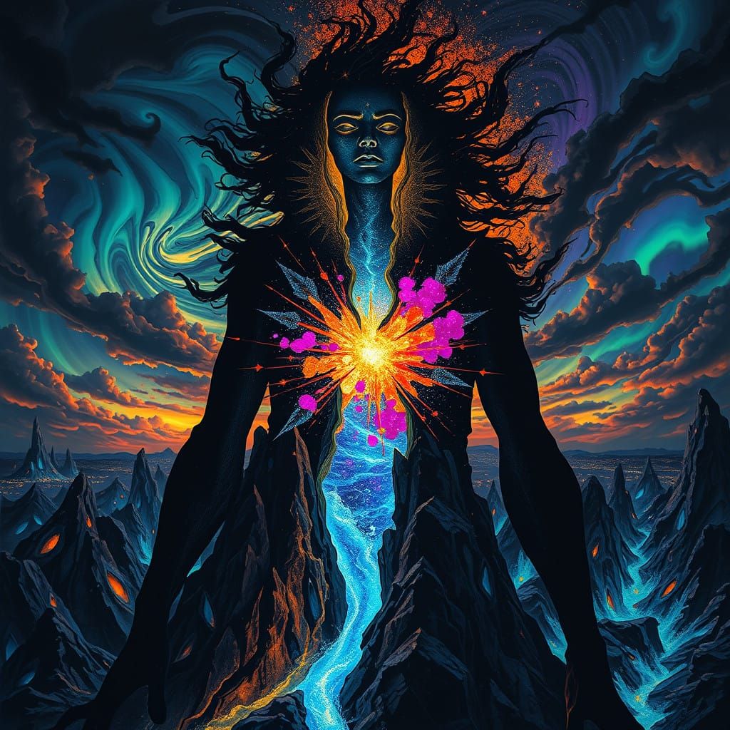 Mystical Elemental Spirit in Vibrant Starlight