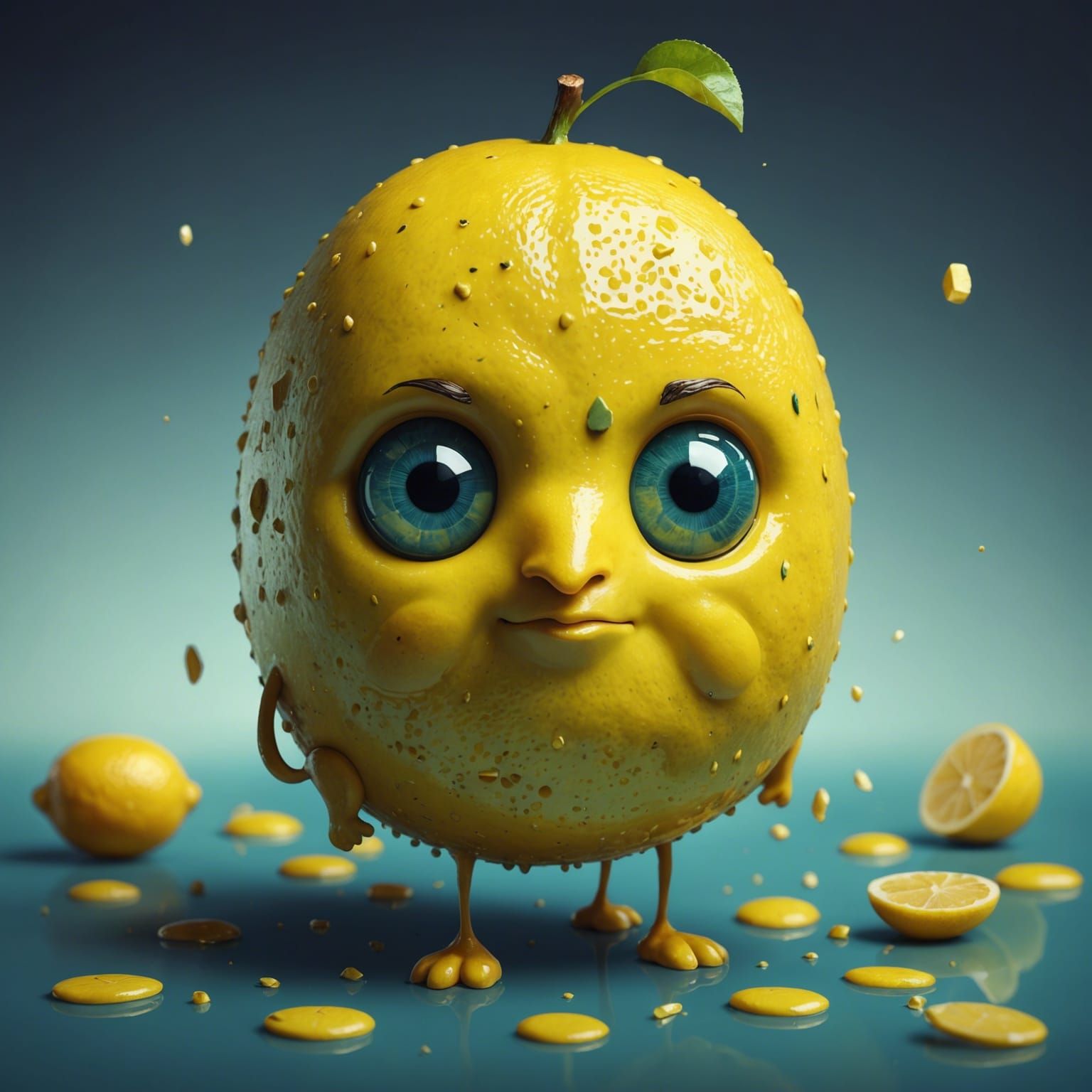 Sad Lemon with Band-Aid: Moody 3D Anime Art