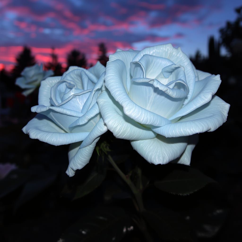 Ethereal Ice Blue Rose in Surreal Garden