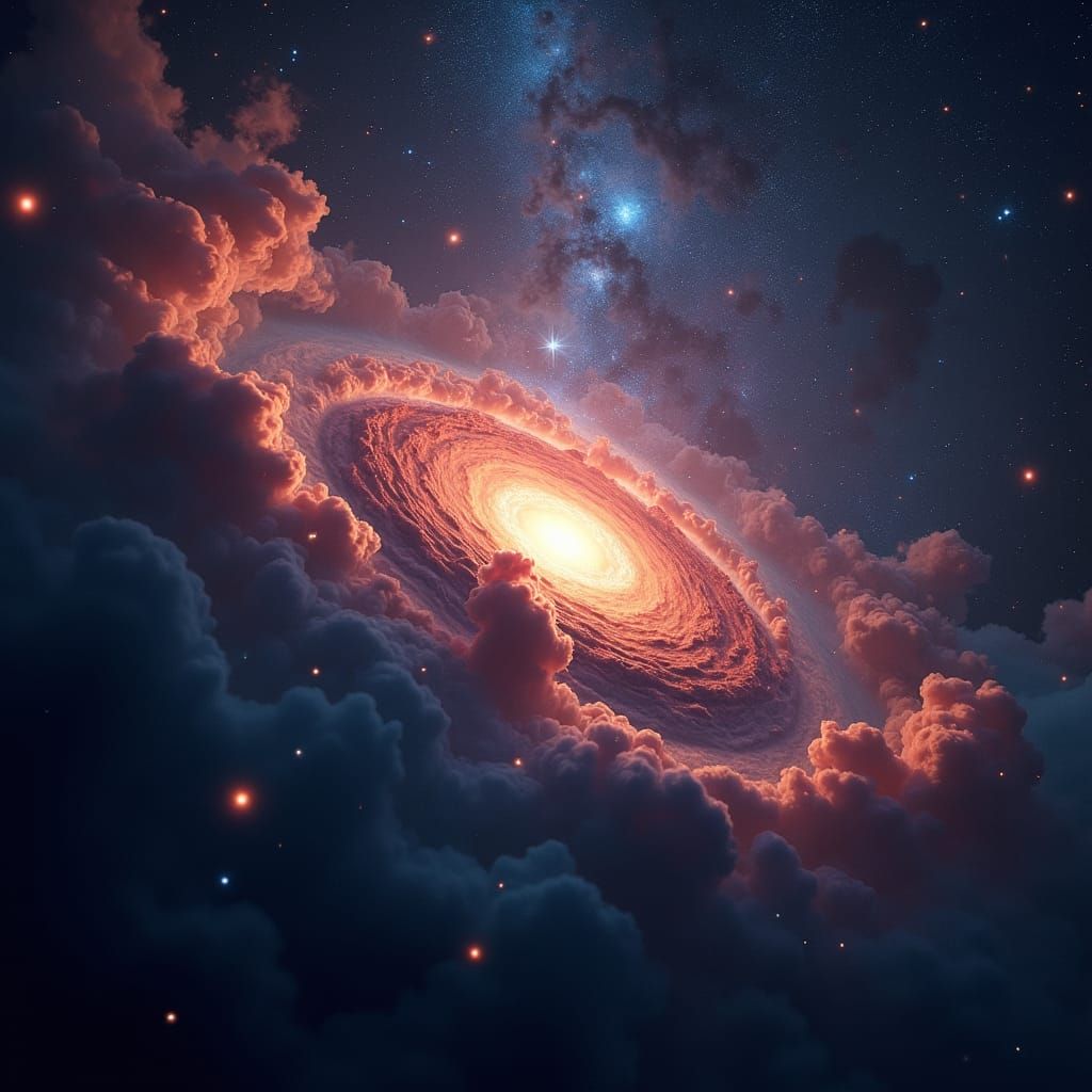 Hyperrealistic Galaxy of Swirling Nebulas and Stars