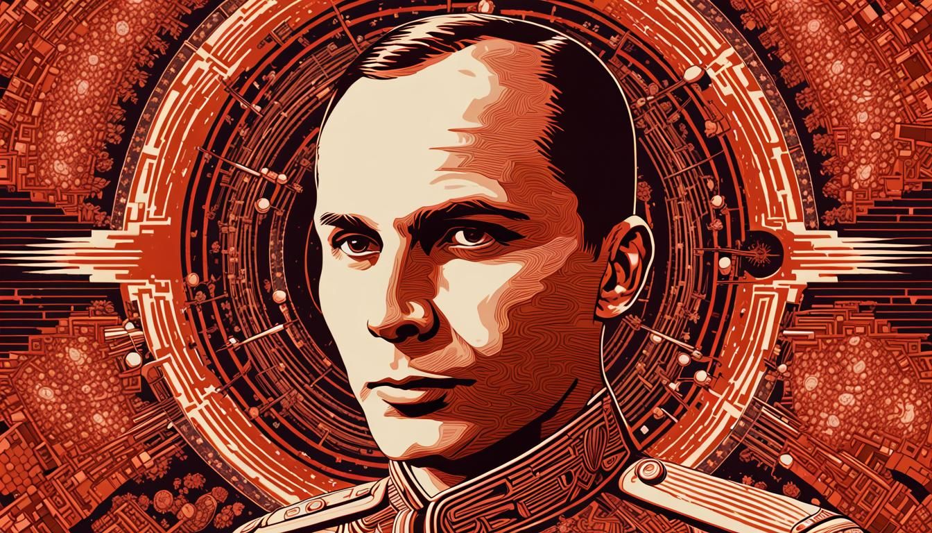 Yuri Gagarin Soviet Propaganda Poster in Art Deco Style