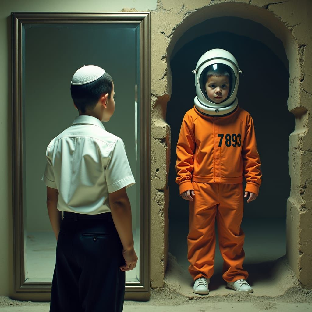 Juxtaposed Portraits: Boy and Astronaut in Dystopian Visions