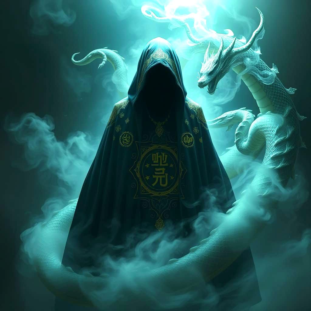 Ethereal Alchemist Cloak with Translucent Dragon