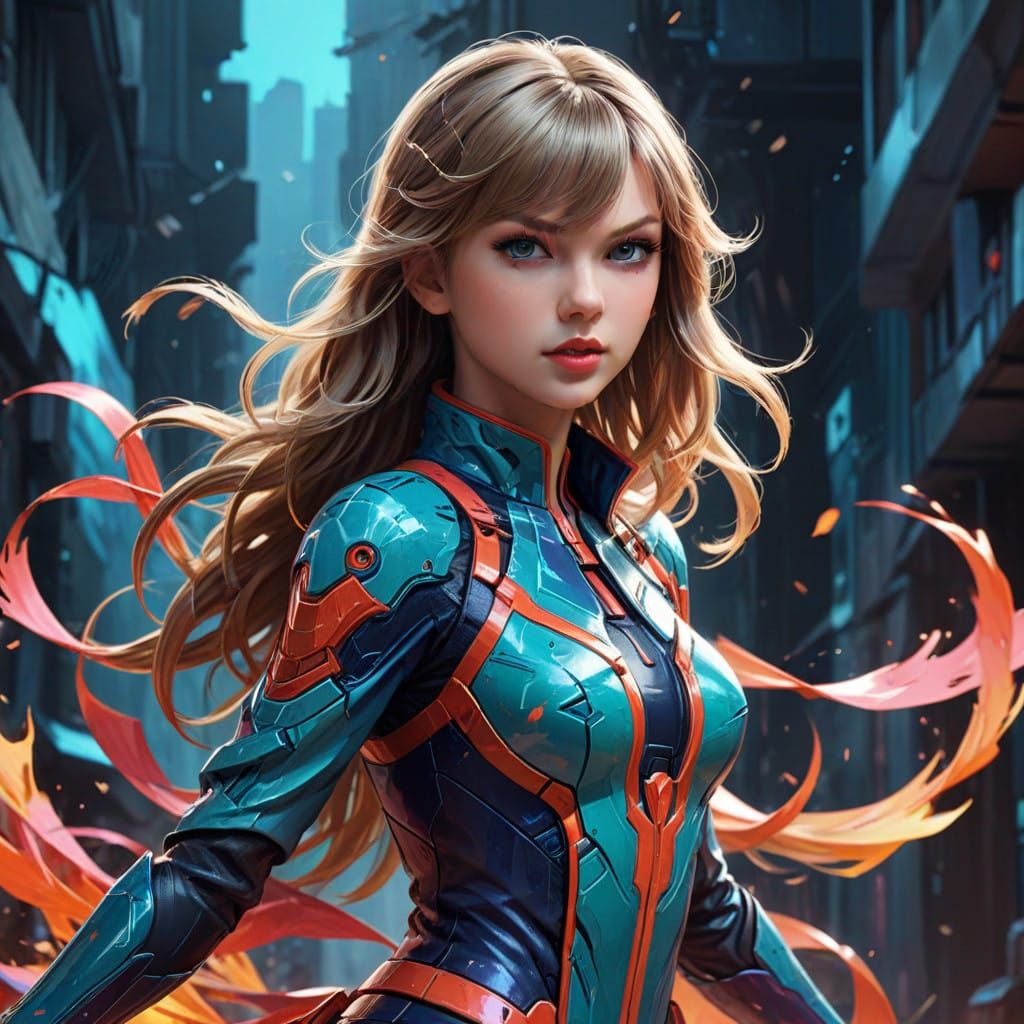 Taylor Swift in Vibrant Manga-Inspired Anime Style