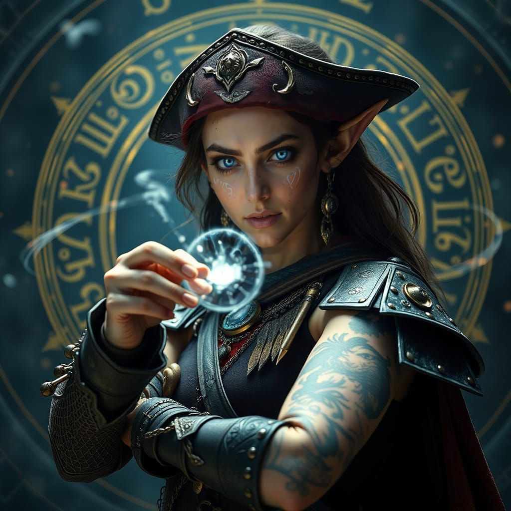 Half-Elf Wizard Casts Spell in Circle of Power