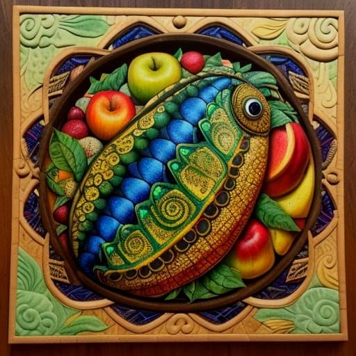 Anthropomorphic Caterpillar in Apple House: Surreal Collage