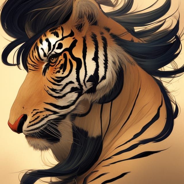 Tiger-Striped Horse in Ukiyo-e Style