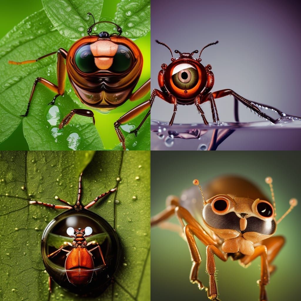 Big-Eyed Bug Trapped in Water Bubble