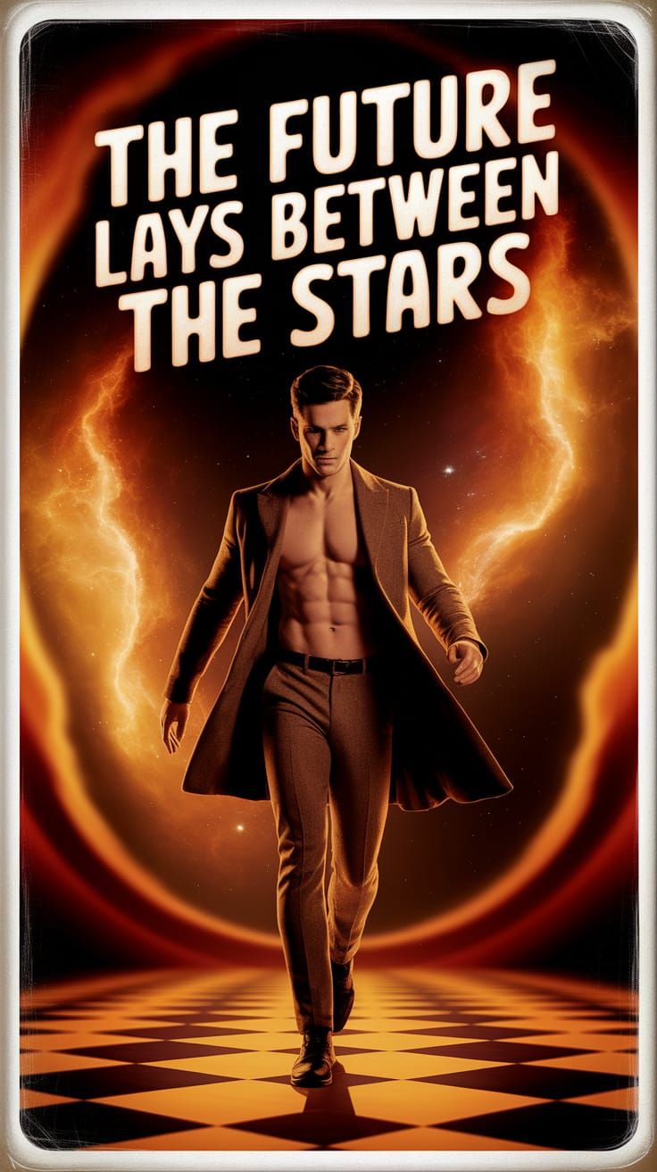 Vintage Gay Pin-Up Man in Nebula Sci-Fi Art