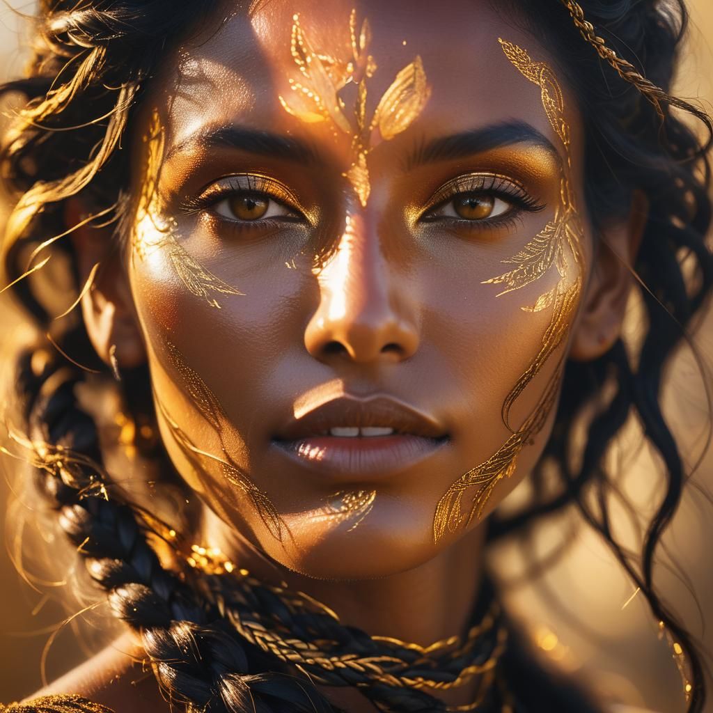 Radiant Woman Portrait in Golden Light