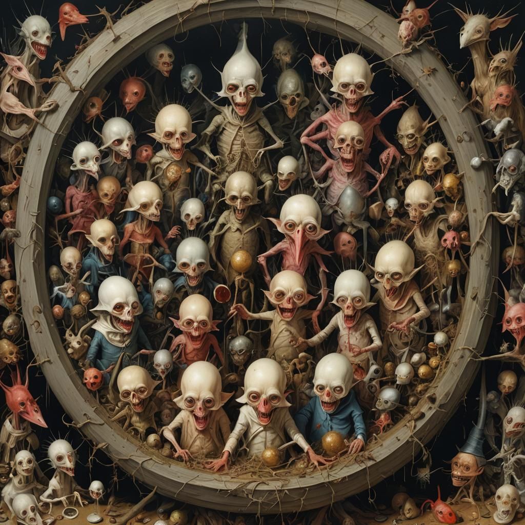 Sinister Surreal Horror Scene in Impasto Style