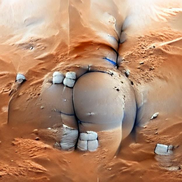 Humorous Mars Landscape with Rovers