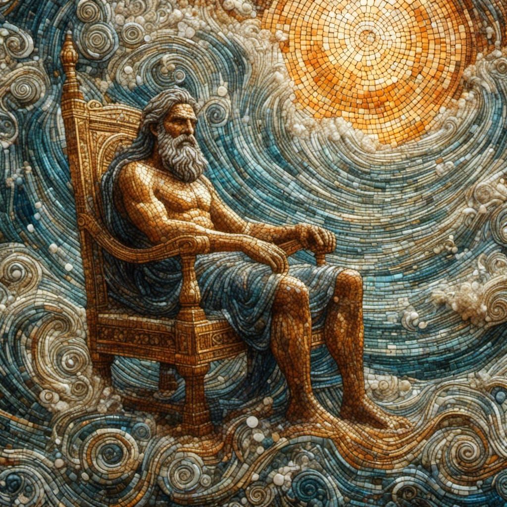 Old Poseidon on his throne in Pompeii