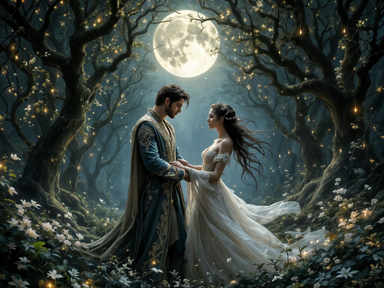 Prince and Princess in Enchanted Forest