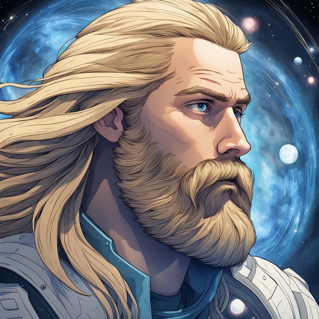 Blonde Man Shifting Through Space and Time