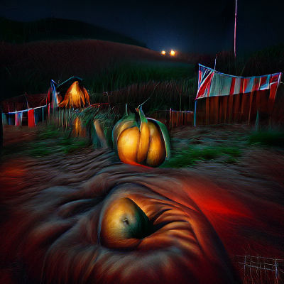 Moonlit Pumpkin Patch at Midnight