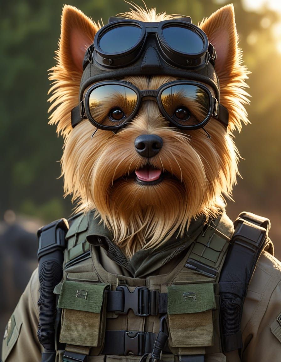 Yorkie Navy Seal in Tactical Gear: Photorealistic Military A...
