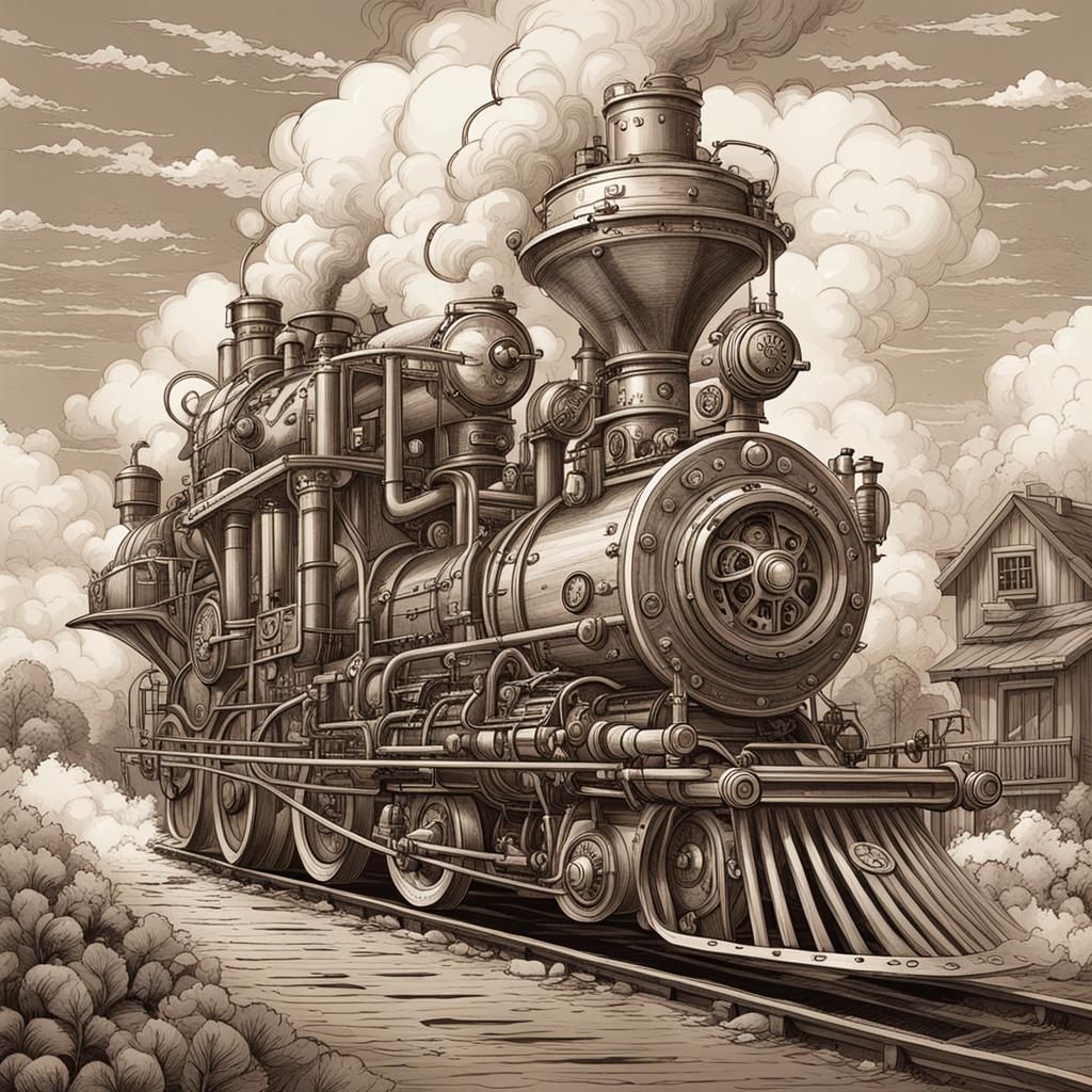 Steampunk Engine in Bande Dessinée Style