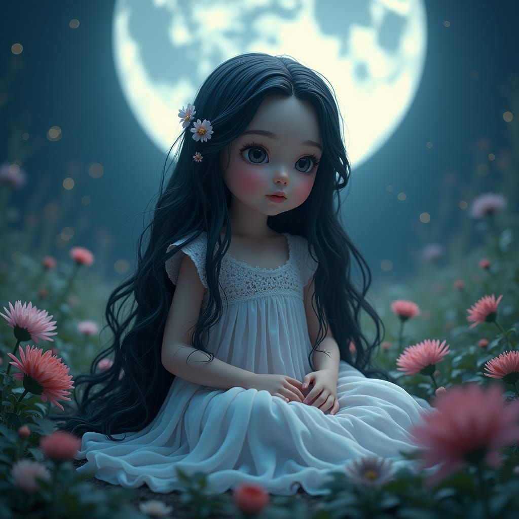 Moonlit Girl in Fantasy Digital Art
