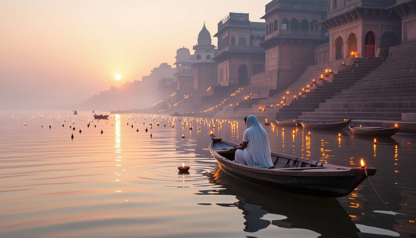 Dawn on the Ganges: A Spiritual Digital Painting