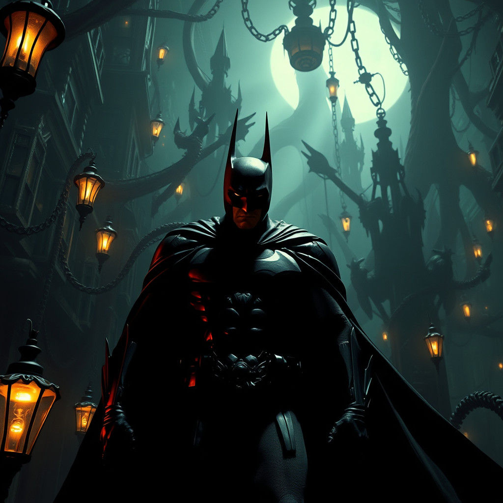 Batman's Gothic Nightmare in Expressionist Style