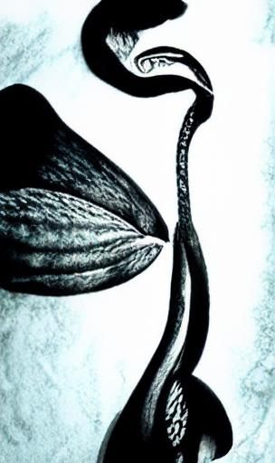 Hyperdetailed Charcoal Drawing of a Cobra Lily