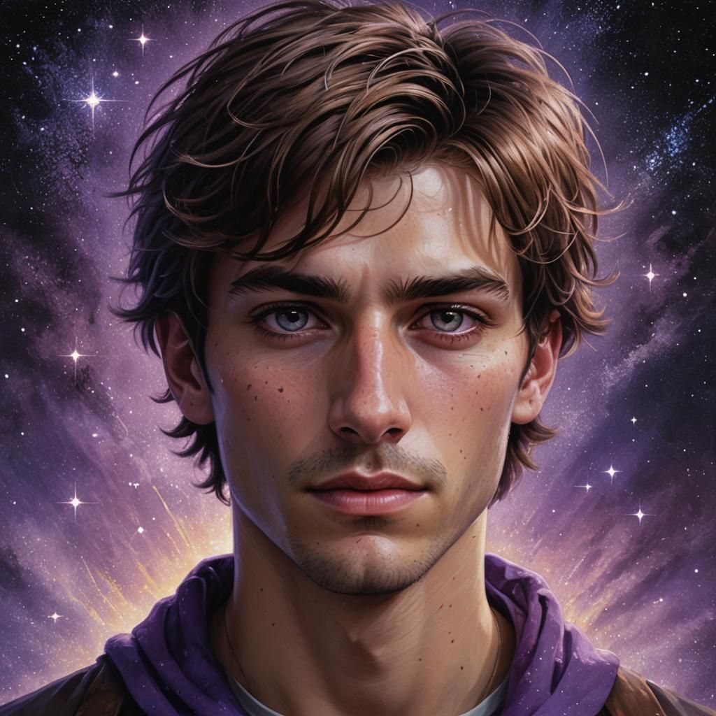 Hyperrealistic Portrait of a Teen with Violet Eyes